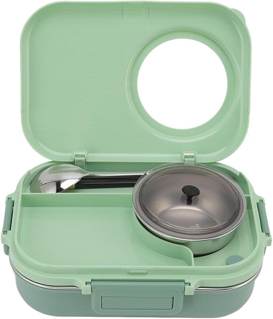 Thermal Lu Box For Hot Food Thermal Tazon,Lu Box Lu Box Thermal Lu Box 1100Ml Double Layer 3 Grid Design 304 Stainl Steel Box With Chopsticks Spoon Soup Bowl G (Green)