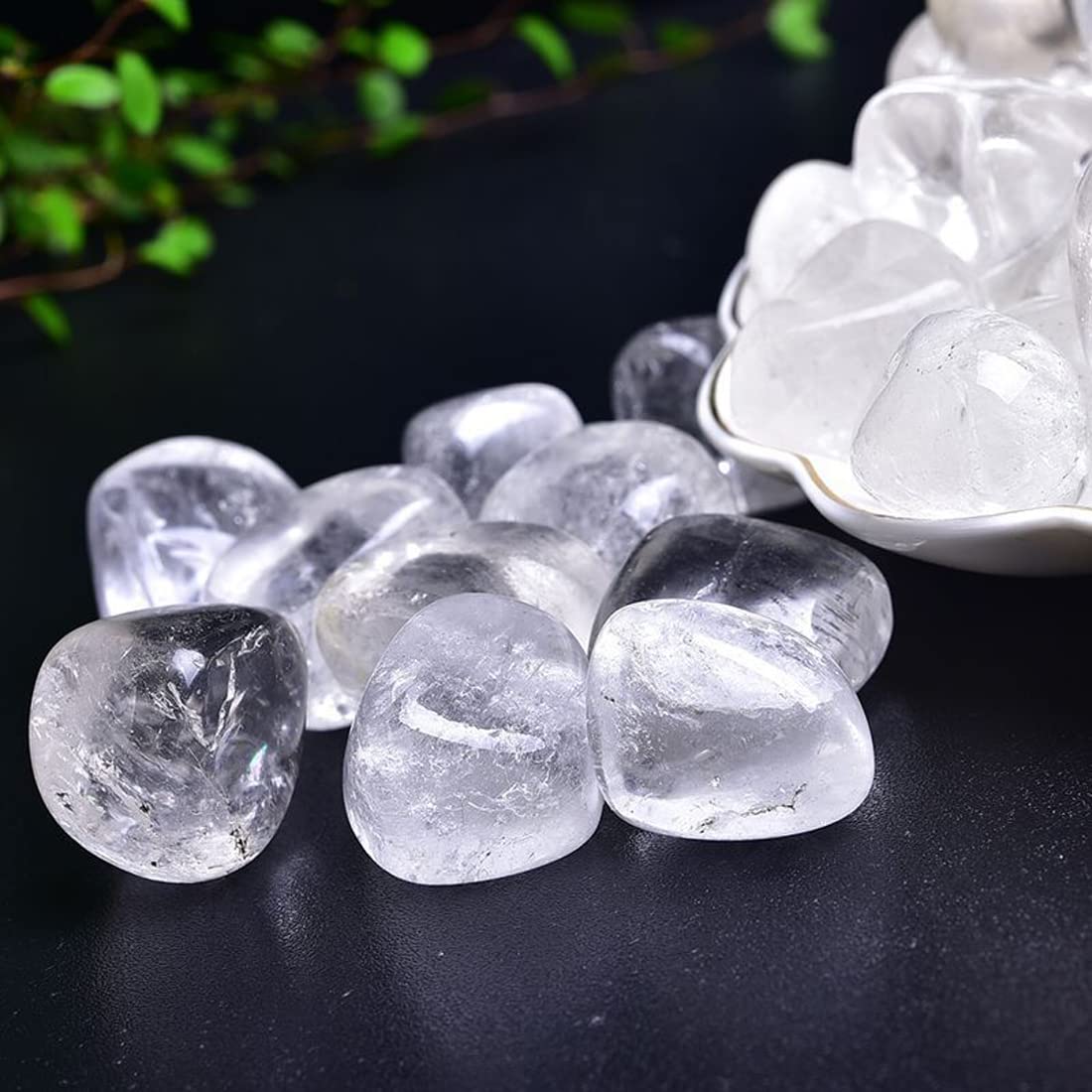 Clear Quartz Healing Crystal Stones, 1.25-2.0" Large Reiki Healing Gemstones Natural Tumbled Polished Stones for Energy Witchcraft Therapy Meditation