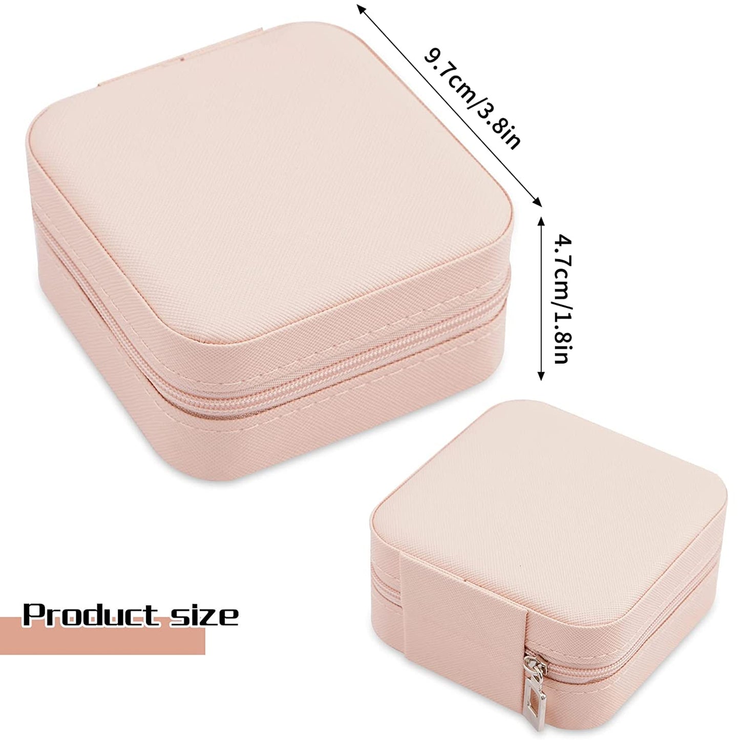 Neveika 2pcs Portable Travel Mini Jewelry Box Leather Jewellery Ring Organizer Case Storage Gift Box Girls Women (pink).