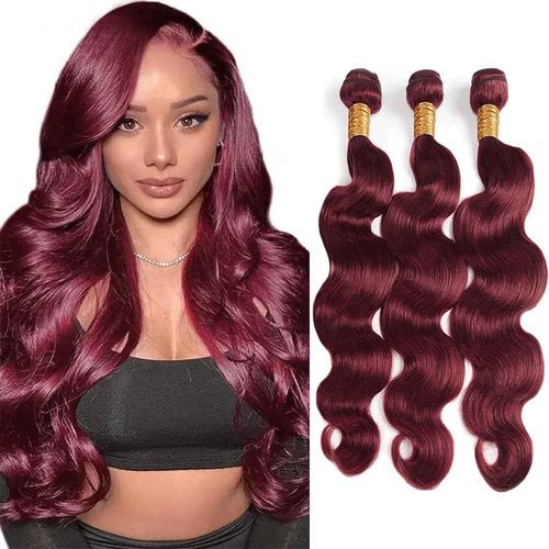 Giginger Bundles Human Hair Burgundy 99J Body Wave Human Hair Bundles 22 24 26 inch Wine Red Unprocessed Quick Weave Soft Sewn In Hair Extensions for Black Women