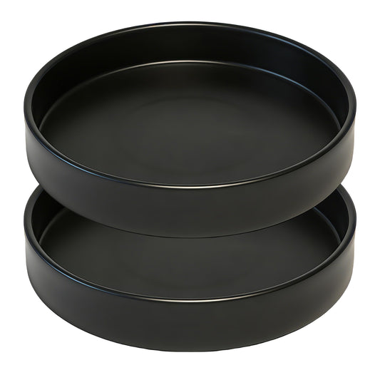 Afrine 2 Pack 8 inch Plant Saucer Drip Tray, Heavy Sturdy Plastic Planter Flower Pot Drainage Tray Plate Saucers for Indoor Outdoor Garden, Plant Water Drip Trays for pots Base (8", Black)