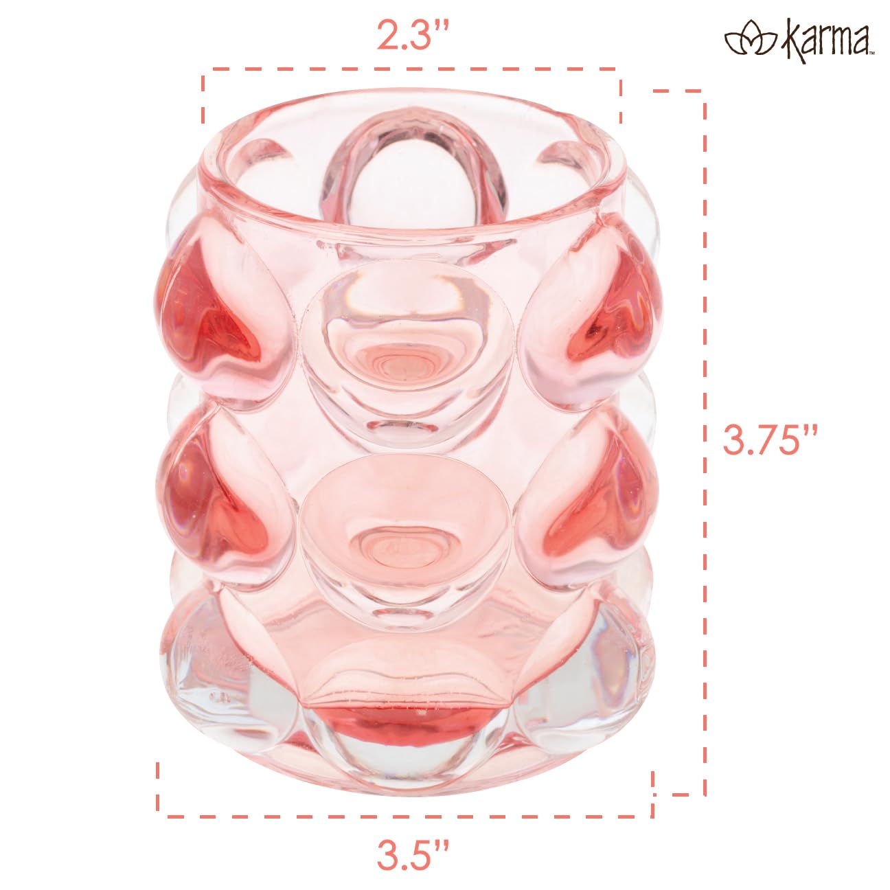 Karma, Lucia Hobnail Votive, Tea Lights Candle Holder, Glass Votive Candle Holders for Table Decorations, Baby Shower, Birthday Party, Weddings and Home Decor, Blush (Pack of 3)