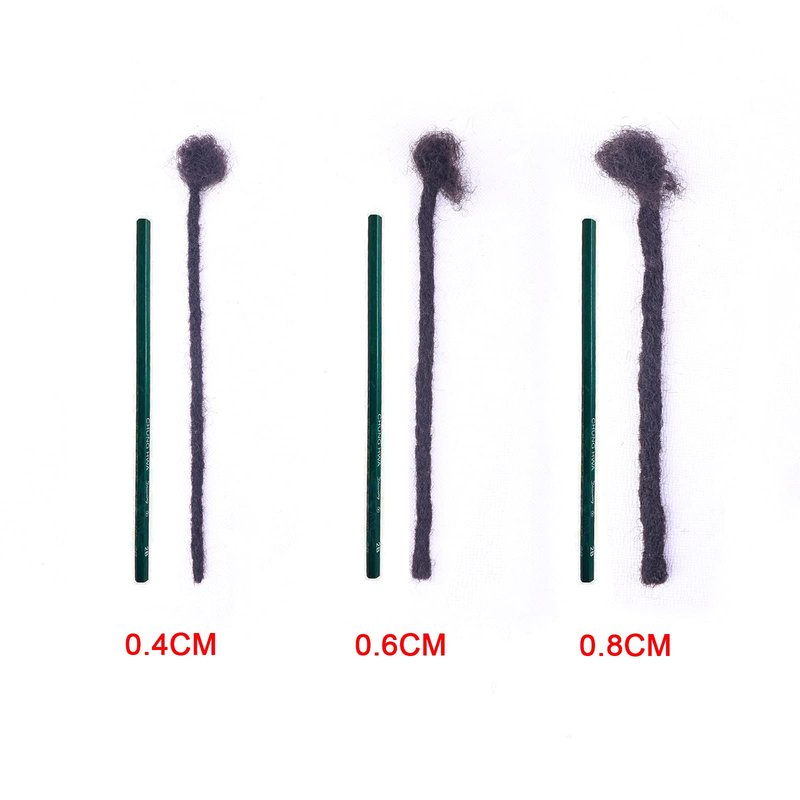 ADIASAI 6 Inch 30 Strands 0.4cm Width 100% Human Hair Loc Extensions Full Handmade Dreadlock Extensions for Men Women Kids Can Be Dyed and Bleached with Needle and Comb 100% Unprocessed Natural Black