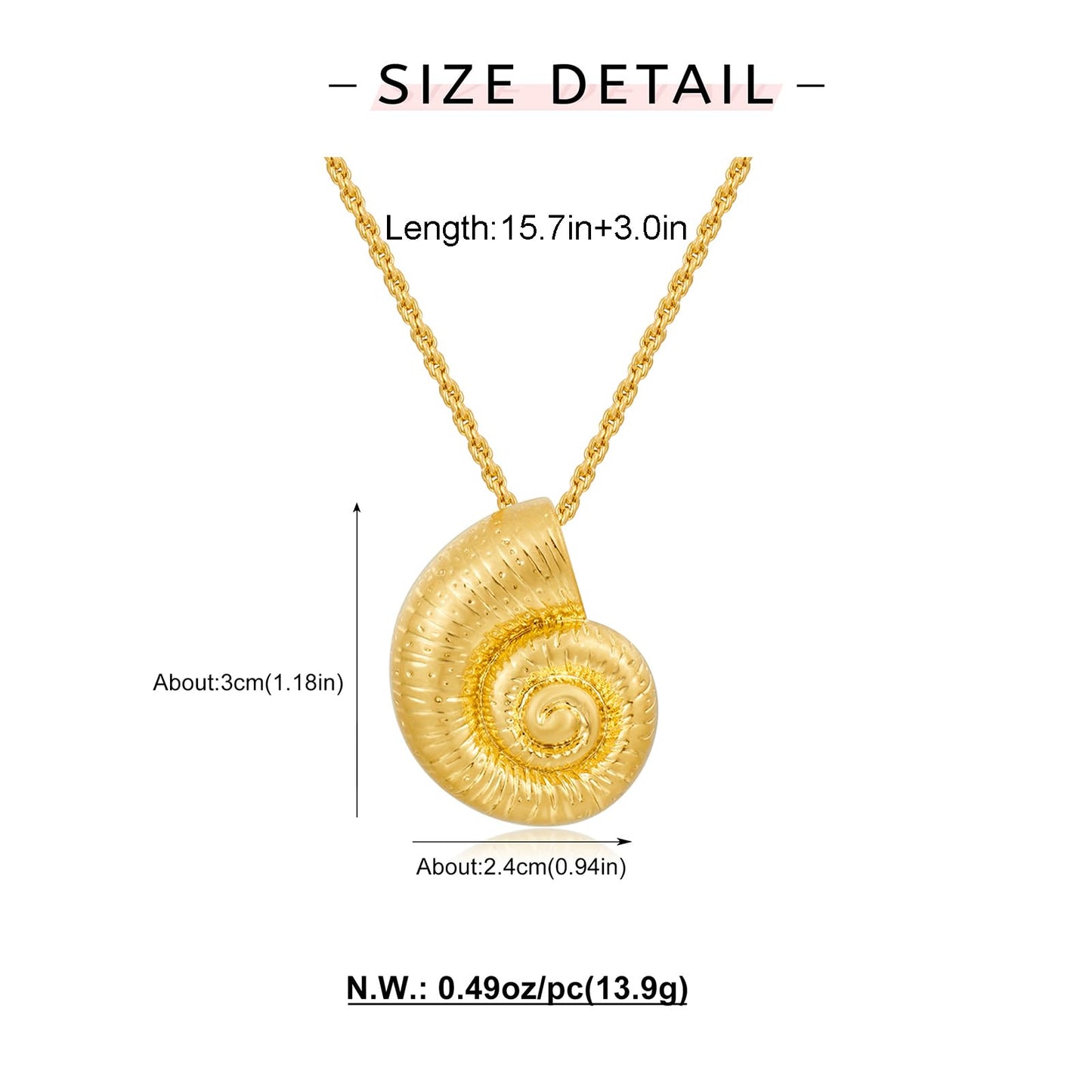 WOWORAMA Gold Conch Shell Necklace for Women Matte Gold Sea Snail Pendant Necklaces Adjustable Chain Ocean Sea Witch Shell Choker Necklace Vintage Summer Beach Jewelry