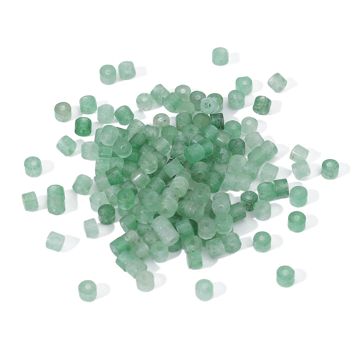BEADIA Natural Green Aventurine Short Cylinder Beads 2x3mm 155pcs Tube Loose Semi Gemstone Beads for Jewelry Making Design
