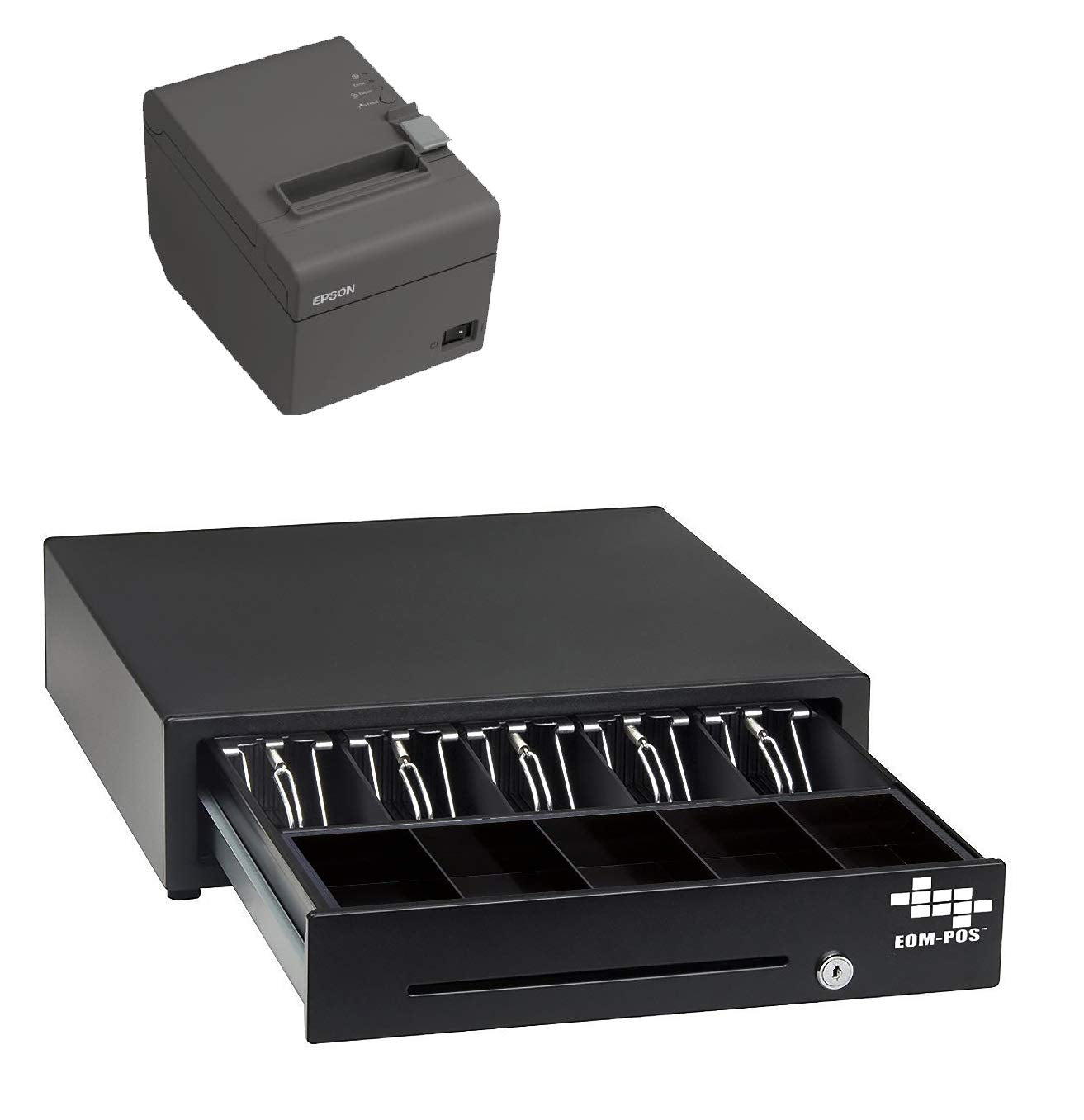 EOM-POS Hardware Bundle for Square - Cash Drawer and Thermal Receipt Printer,[Compatible with Square Stand and Square Register]