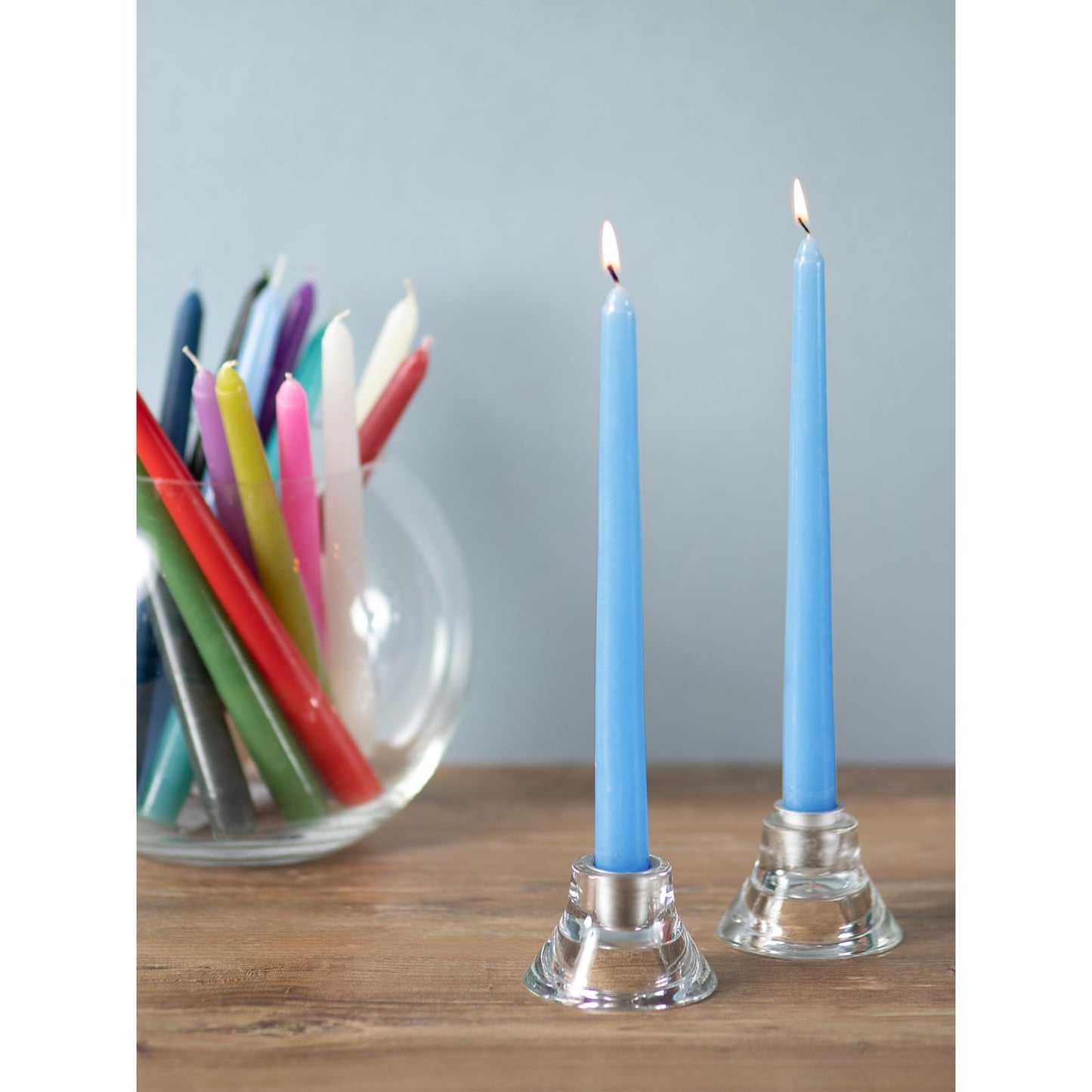 CANDWAX Light Blue 12 inch Taper Candles Set of 4 - Unscented Smokeless Dripless Tapers for Dinner Table, Home Decor, Easter Decor, Party, Wedding and Ordinary Dinners - Spring Candles