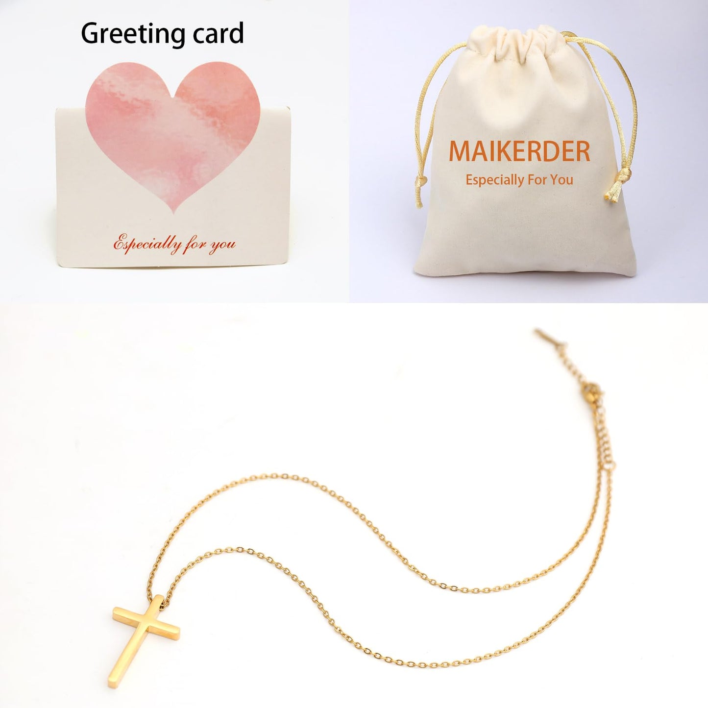 MAIKERDER 14K Gold Plated Cross Necklaces for Women Minimalist Gold Cross Chain Pendant Necklace for Women Non Tarnish 16 Inches