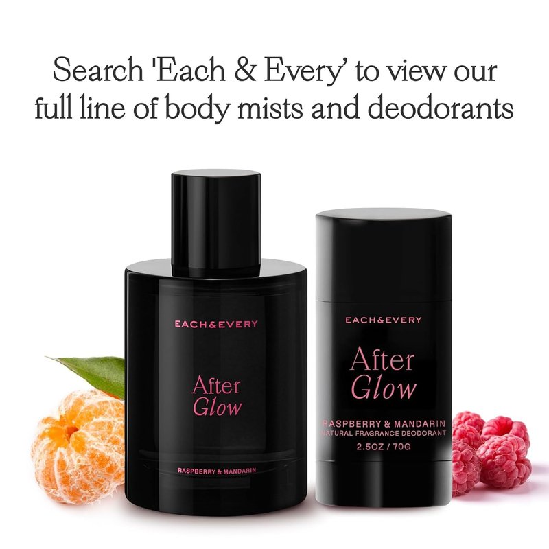 Each & Every Hair & Body Mist - Hair Perfume & Body Spray for Women & Men, 100% Natural Fragrance Rasberry & Mandarain, Resfreshing Bright Sweet (After Glow) - Vegan, Paraben Free, 3.4 fl oz