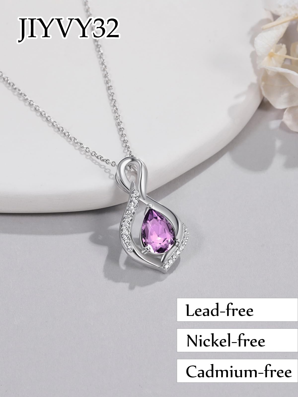 JIYVY32 Alexandrite Infinity Necklace for Women June Birthstone Necklaces White Gold Plating Anniversary Birthday Gifts for Wife Her Mom Girlfriend Birthstone Jewelry Gifts for Women