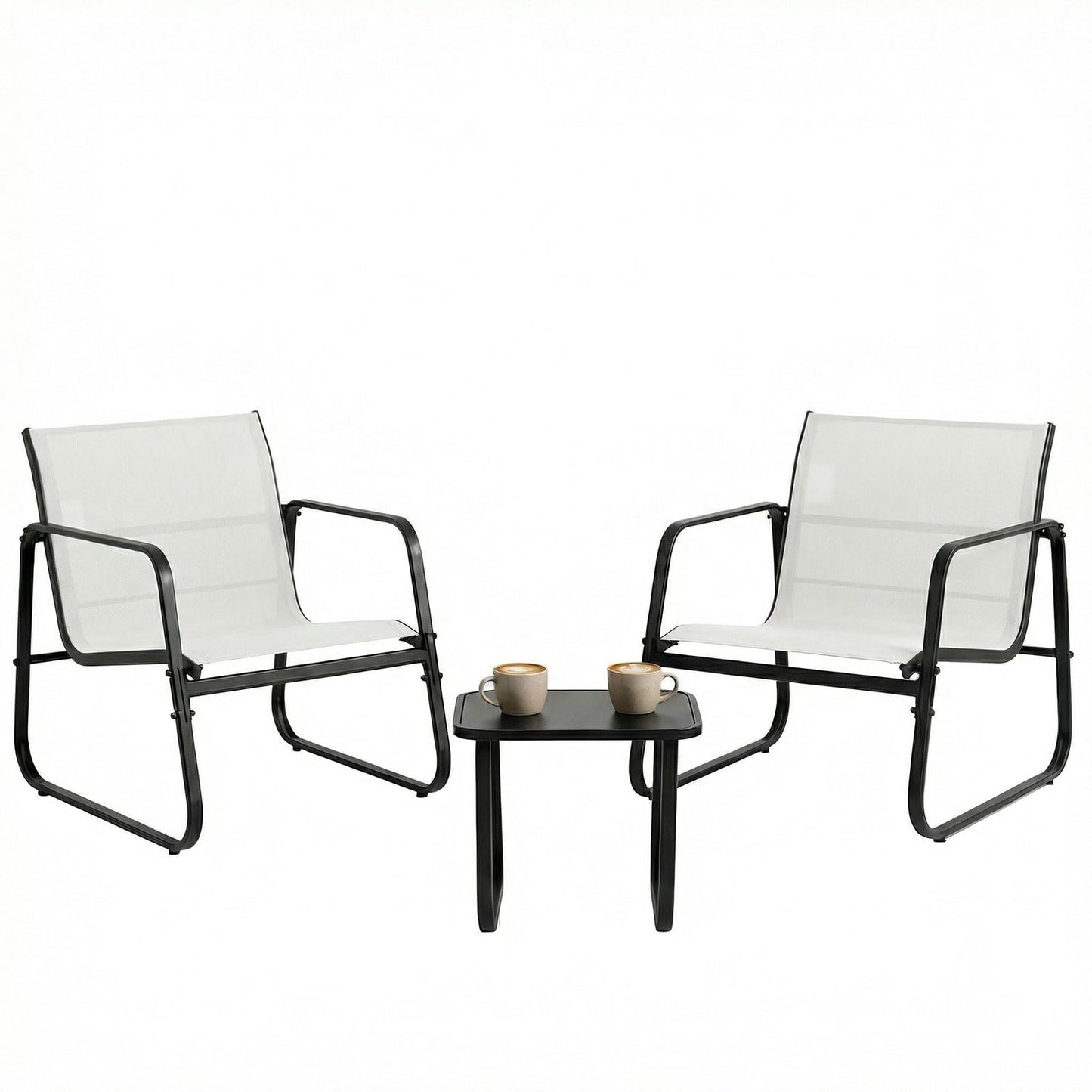 DUMOS 3 Piece Patio Furniture Set，Outdoor Patio Furniture Set with Table, Patio Sectional Bistro Sets for Lawn, Garden, Balcony, Poolside