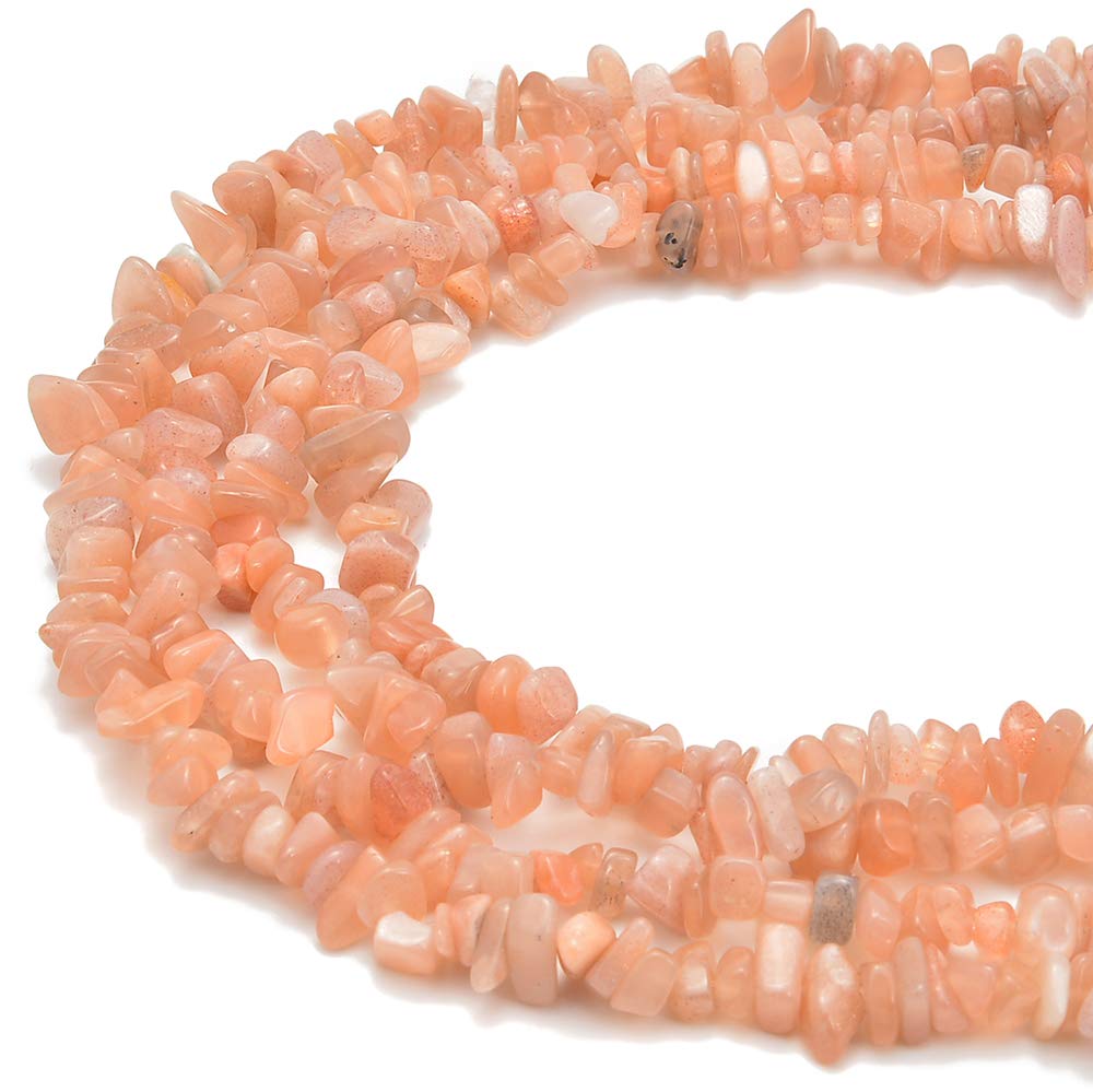 PLTbeads 5-8mm Natral Healing Gemstone Waist Bracelets Necklace Kit Irregular Stone DIY Crafts Design Jewelry Making 1 Strand per Bag Approxi 34 inch (Sunstone Chips)