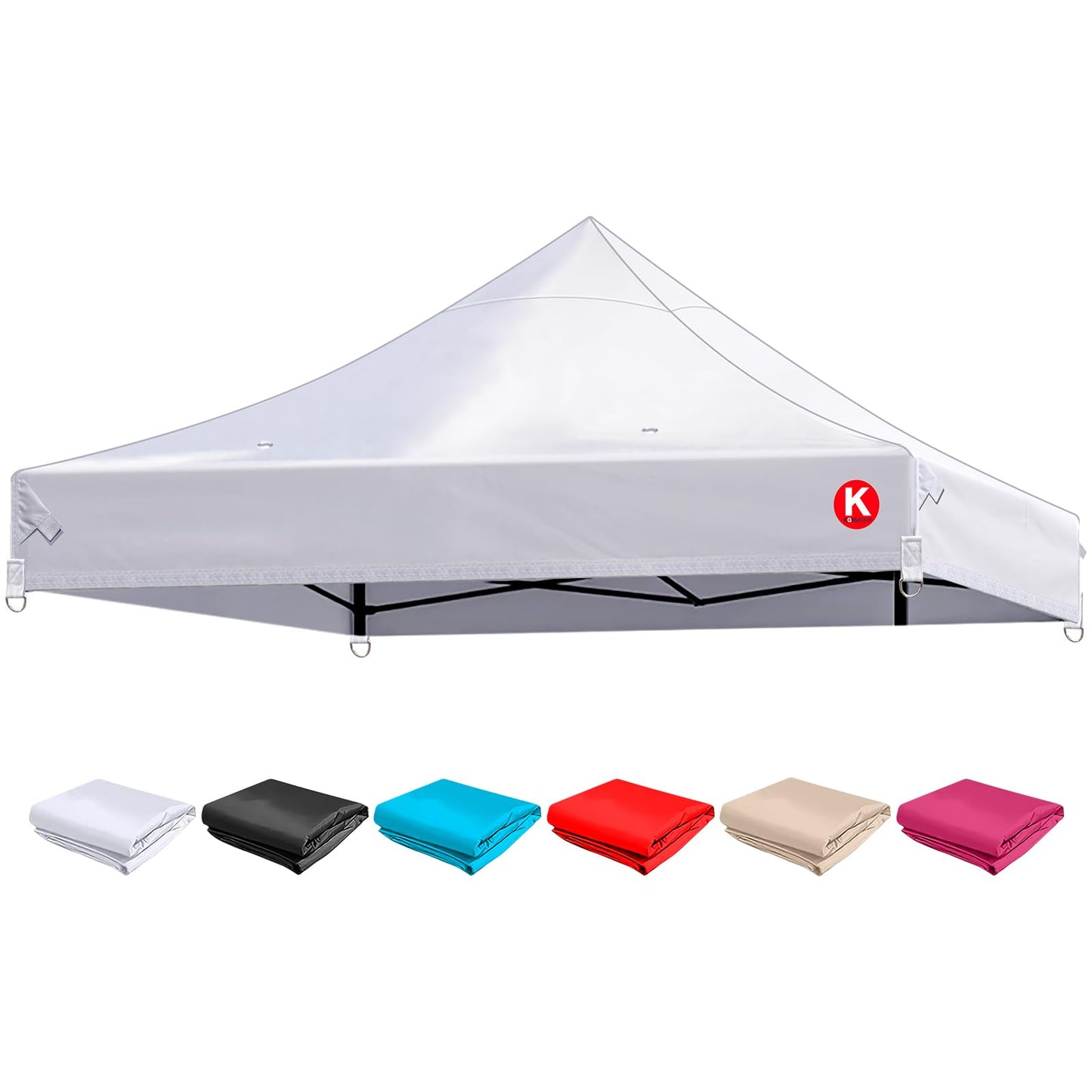 KaKuEike 10x10 Canopy Replacement Top - Heavy-Duty 600D Oxford Fabric with 8 Drainage Holes, Waterproof & 99% UV Resistant Tent Cover for Pop-Up Canopy, Professional Replacement Top Only (White)