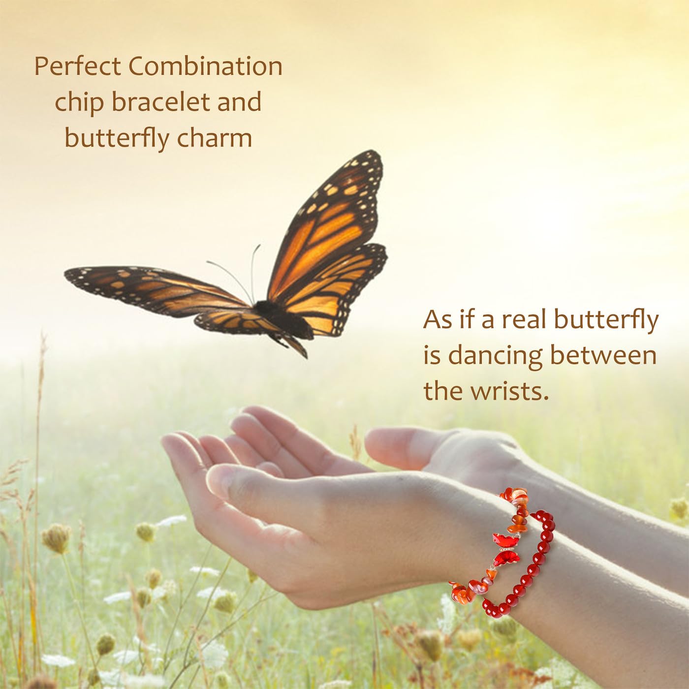 DUQGUHO 2Pcs Red Carnelian Bracelet for Women Butterfly Bracelet Gift for Women Healing Crystal Bracelet Natural Red Agate Jewelry 8mm Red Crystal Beaded Bracelet Gift for Birthday