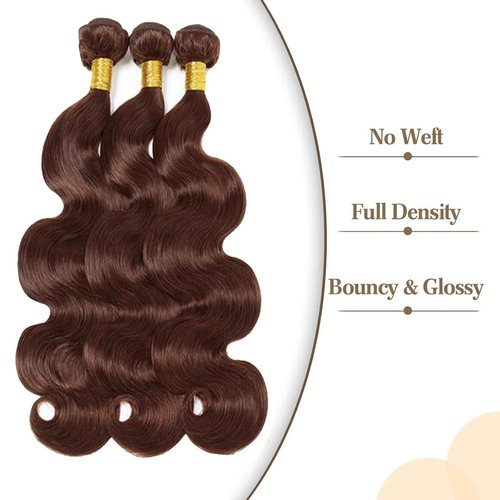 Fabimiya 24 26 28 Inch Human Hair Bundles Chocolate Brown 4# Body Wave Bundles Human Hair 100% Unprocessed Soft Sewn In Hair with Double Weft for Black Women