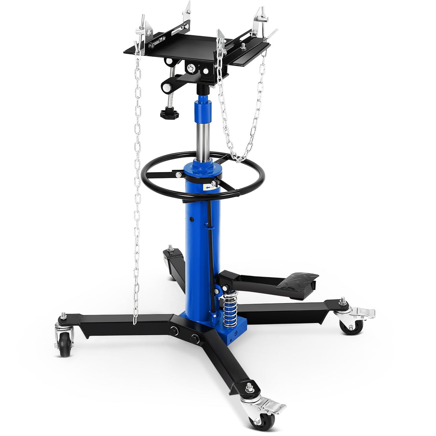 COZONY Transmission Jack, 1100lbs (1/2 Ton), 2-Stage Hydraulic Telescopic Design, Lifts 34"-68", with Foot Pedal & 360° Swivel Wheels, Ideal for Garage and Car Lifting, Blue