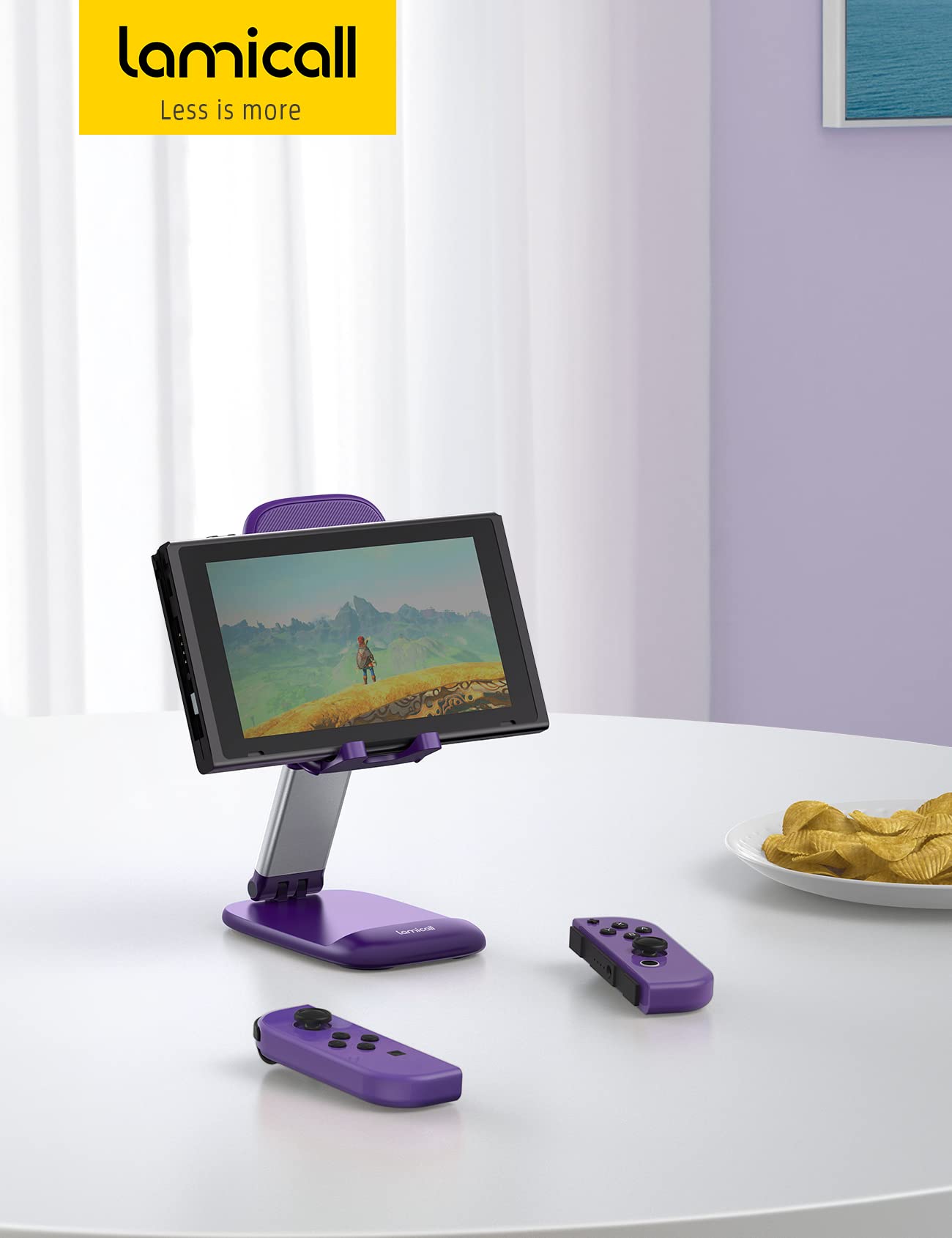 Lamicall Purple Phone Holder for Desk - Dark Purple Cellphone Stand Desk Accessories Desktop Office Must Have, Gifts for iPhone 17 16 15 14 13 Pro Max Mini, 12 11 XR X 8 7 6 Plus SE, 4-8'' Smartphone