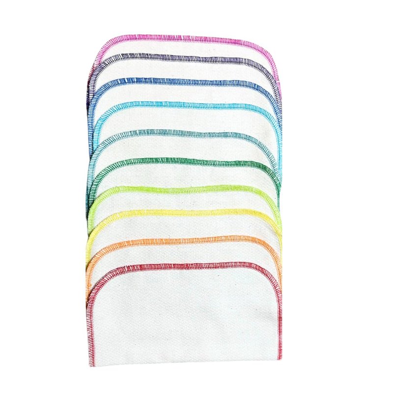 Gina's Soft Cloth Shop 1 Ply Organic Birdseye Washable Baby Wipes 8x8 Inches Set of 20 Rainbow Assortment- Proudly Made in The USA!
