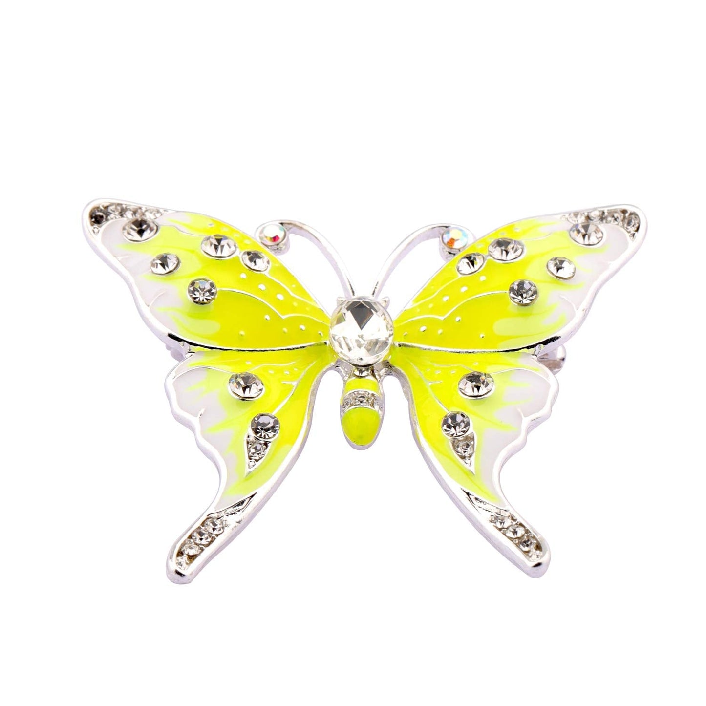 FEELMEM Crystal Rhinestone Butterfly Brooch Pin Blue Color Butterfly Brooches for For Women Wedding/Banquet/Birthday Party (yellow)