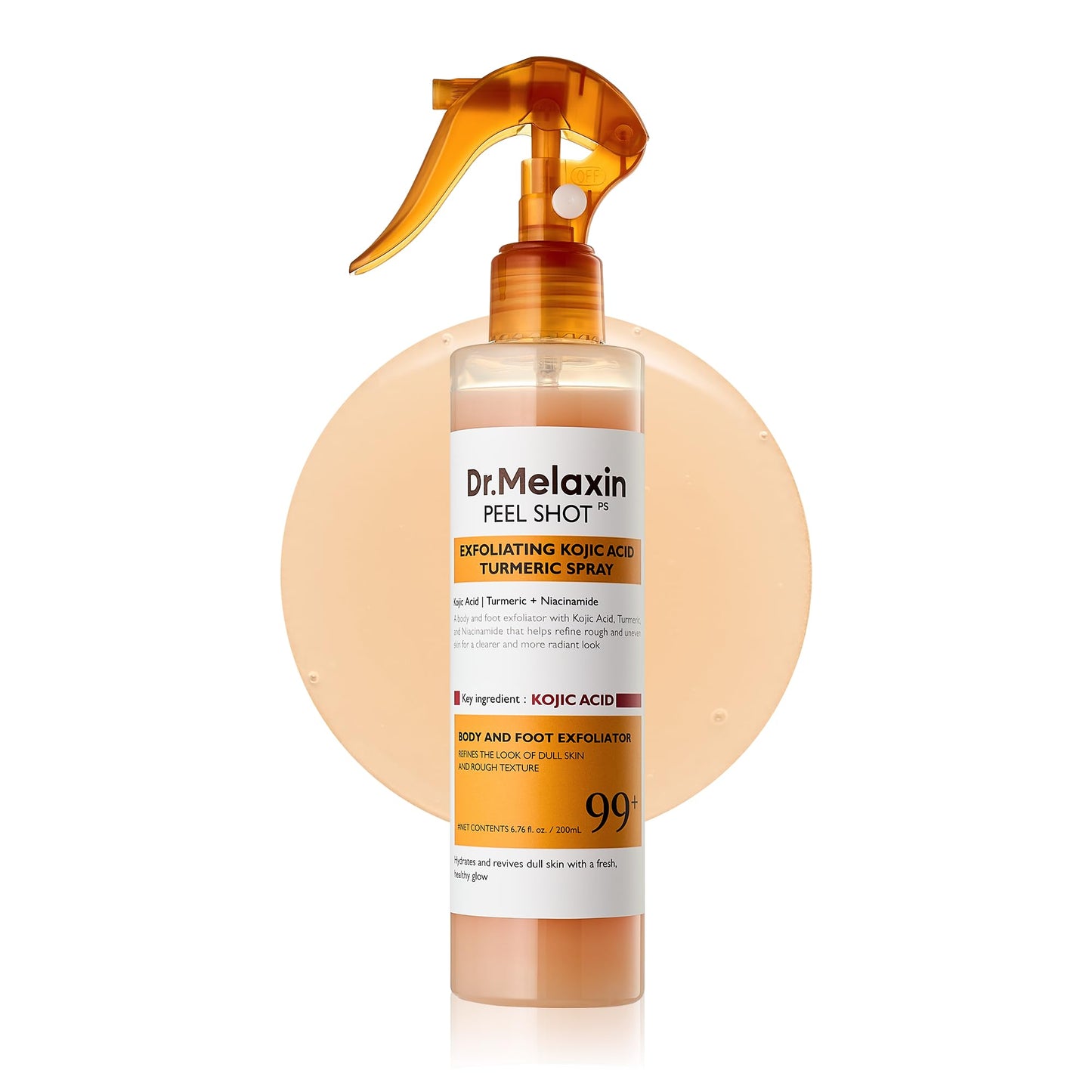 Dr.Melaxin Body Keratin Care Kojic Acid Turmeric Spray with AHA & PHA, Gentle Body Brightening & Exfoliating Peeling Solution for Dead Skin Cells & Texture, Korean Skincare, 6.76 fl.oz