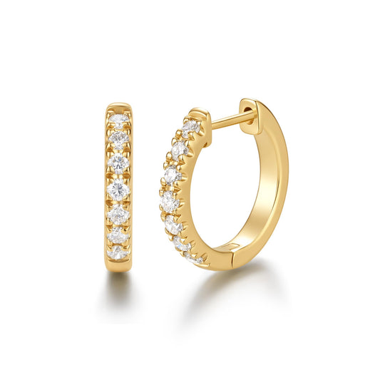 Agvana 0.13 Ct. Tw. Lab-Grown Diamond Hoop Earrings in Gold Plated Sterling Silver (D-E Color, VS Clarity) Fine Jewelry for Women Anniversary Birthday Gifts for Women Her, Size 8MM