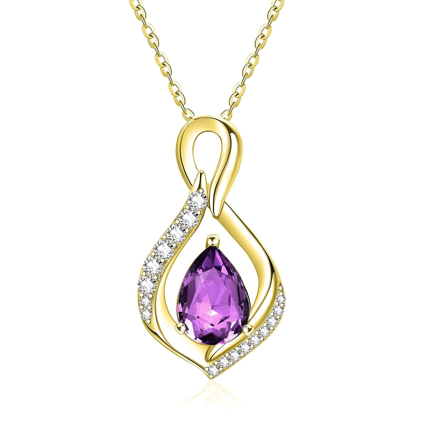 JIYVY32 Amethyst Infinity Necklace for Women February Birthstone Necklaces 14k Gold Plating Anniversary Birthday Gifts for Wife Her Mom Girlfriend Birthstone Jewelry Gifts for Women