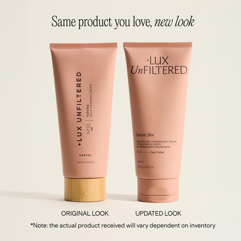 + Lux Unfiltered N°32 Summer Skin Deep Gradual Self Tanner, Hydrating Self Tanning Lotion - Shea Butter & Squalane - Non-Sticky, No Transfer, Natural-Looking Tan - Vegan Sunless Tanner - Santal