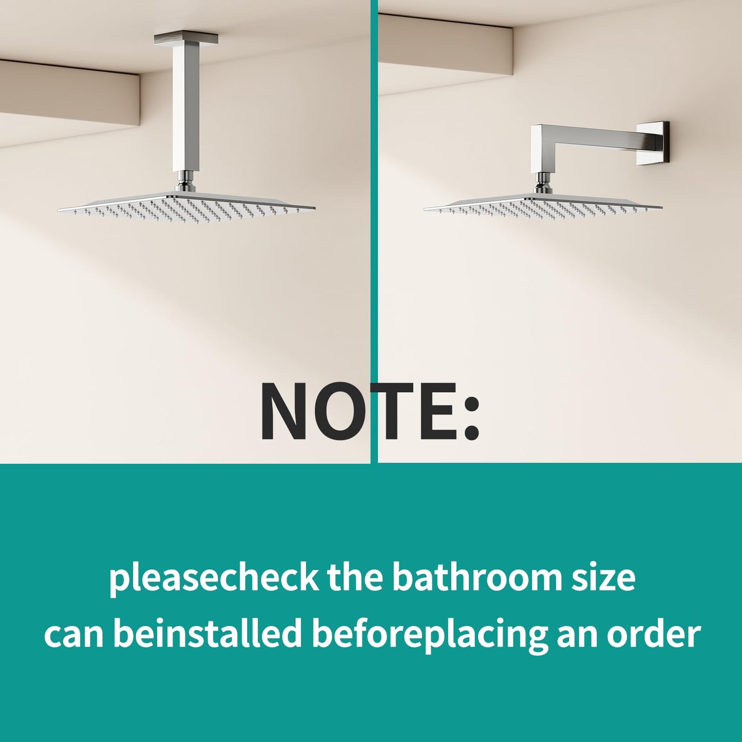 AULEEND Square Rain Shower Head, High Flow Stainless Steel,Work with any decorative style，All Metal Rainfall Shower Head (Brushed Nickel, 10)