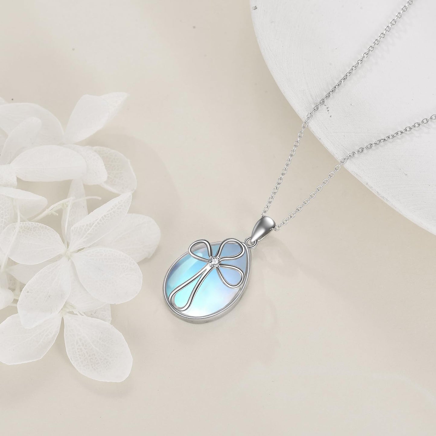 YAFEINI Moonstone Cross Necklace 925 Sterling Silver Cross Cubic Zirconia Pendant Necklace Jewelry for Women (X-Moonstone Cross Necklace)
