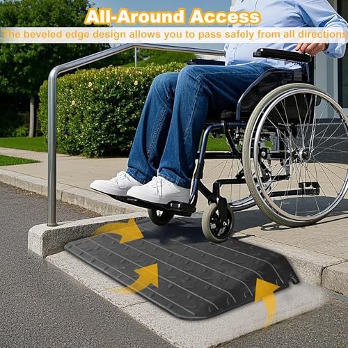 4" High Wheelchair Ramp Rubber Threshold Ramps for Wheelchairs for Home, 5500 lbs Weight Capacity, Non-Slip Surface for Wheelchair,Strollers,Scooters Home Doorways Use