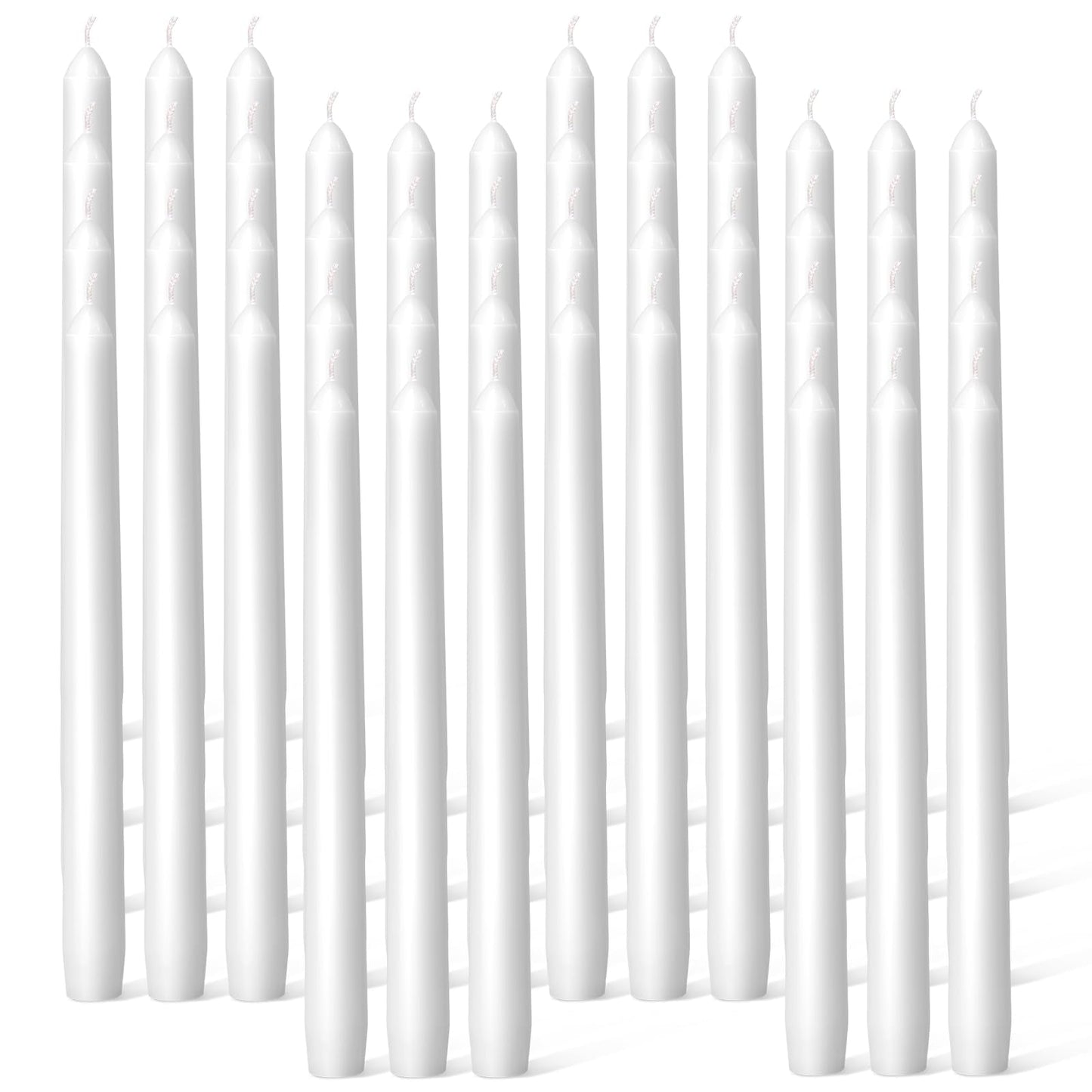 Everymoment White Taper Candles - 48 Pack 10 Inch Candlesticks - Dripless & Smokeless for 8 Hours - Unscented Paraffin Wax - Perfect for Wedding Christmas Halloween Holiday Dinner Table & Home Decor