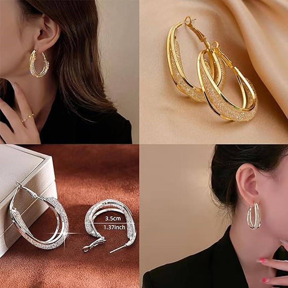 2 Pairs Lymphatic Drainage Slimming Hoop Earrings, Halolux Lymphvity Germanium Earrings Acupuncture Therapy Hoop Earrings Fashion Jewelry Gift For Women Men