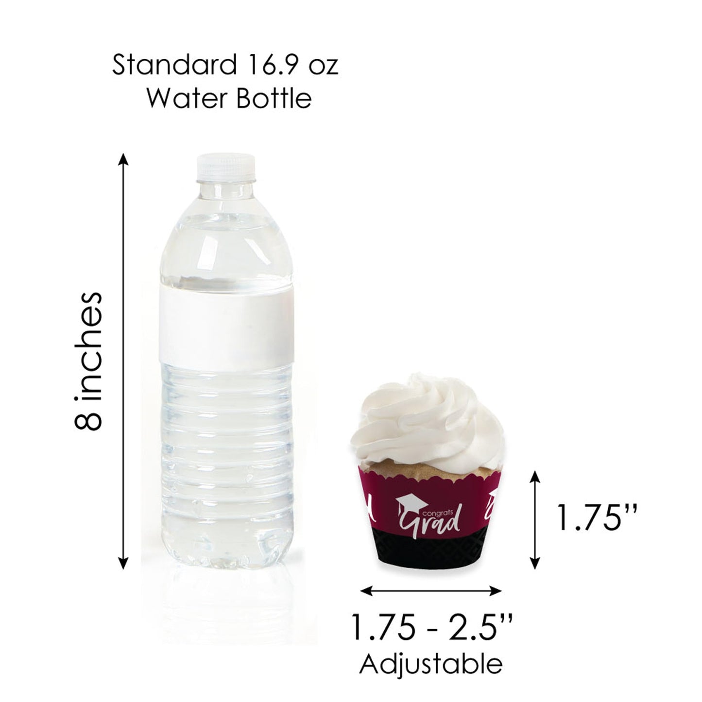 Big Dot of Happiness 2026 Maroon Graduation Cupcake Decoration - Party Cupcake Wrappers and Treat Picks Kit - Set of 24