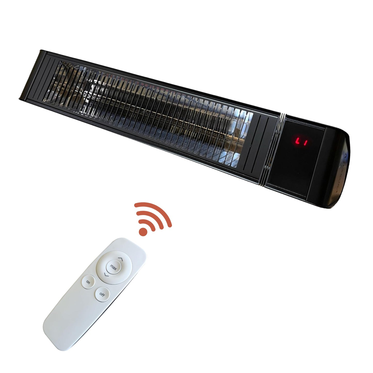 SunWave 2000-Watt Black Carbon LED Screen Infrared Patio Heater, Wireless Remote Controlled with 6 Heat Levels, Electric 220-240v Residential or Commercial by Muskoka Lifestyle Products