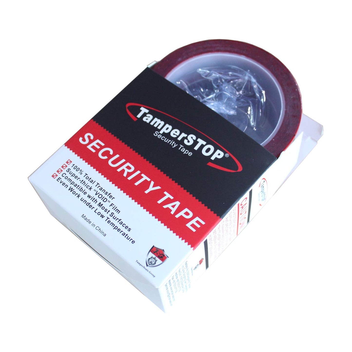 TamperSeals Group - 1 Roll 100% Total Transfer Tamper Evident Security Seal Tape (50mm x 50m x 2mil, Ultra-Thick “Void” Film, Red)