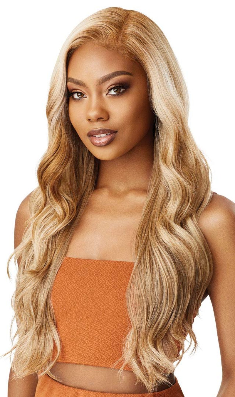 Outre LACEFRONT COLORBOMB Long Body Wave Exclusive Salon-Designed Blonde Shades Pre-Plucked Soft Swiss Lace Natural Baby Haur Heat Resisitant Synthetic - KIMANI (3DRFFBTRBL)