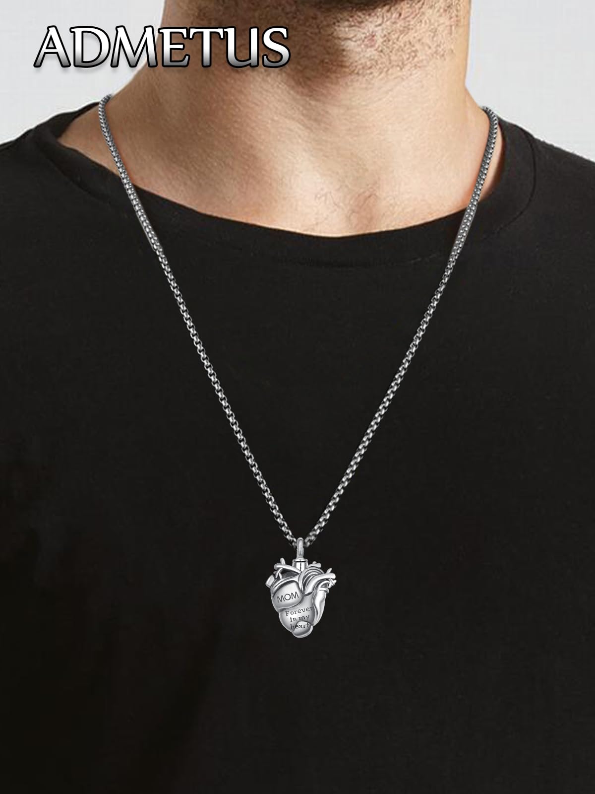 Personalized Anatomical Heart Urn Necklaces for Ashes Sterling Silver Ash Pendants Cremation Jewelry Mom Keepsake Pendant Memorial Jewelry Gifts for Loss of Mom