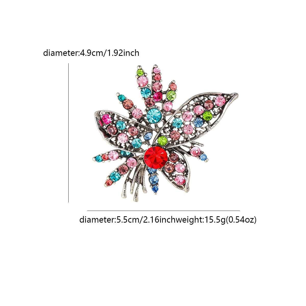 Rhinestone Sunflower Brooch Pin for Women Red Black Purple Large Flower Broochs Snowflake Brooch Marquise Wreath Brooches Jewelry (Color brooch E)