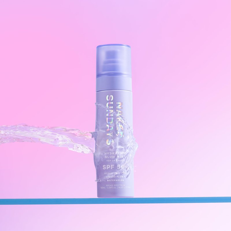 Naked Sundays SPF 50 Hydrating Glow Face Mist, Sunscreen Setting Spray & SPF Mist for Face, Makeup Setting Spray with Hyaluronic Acid, Lightweight, Non-Greasy Hydration, 75ml