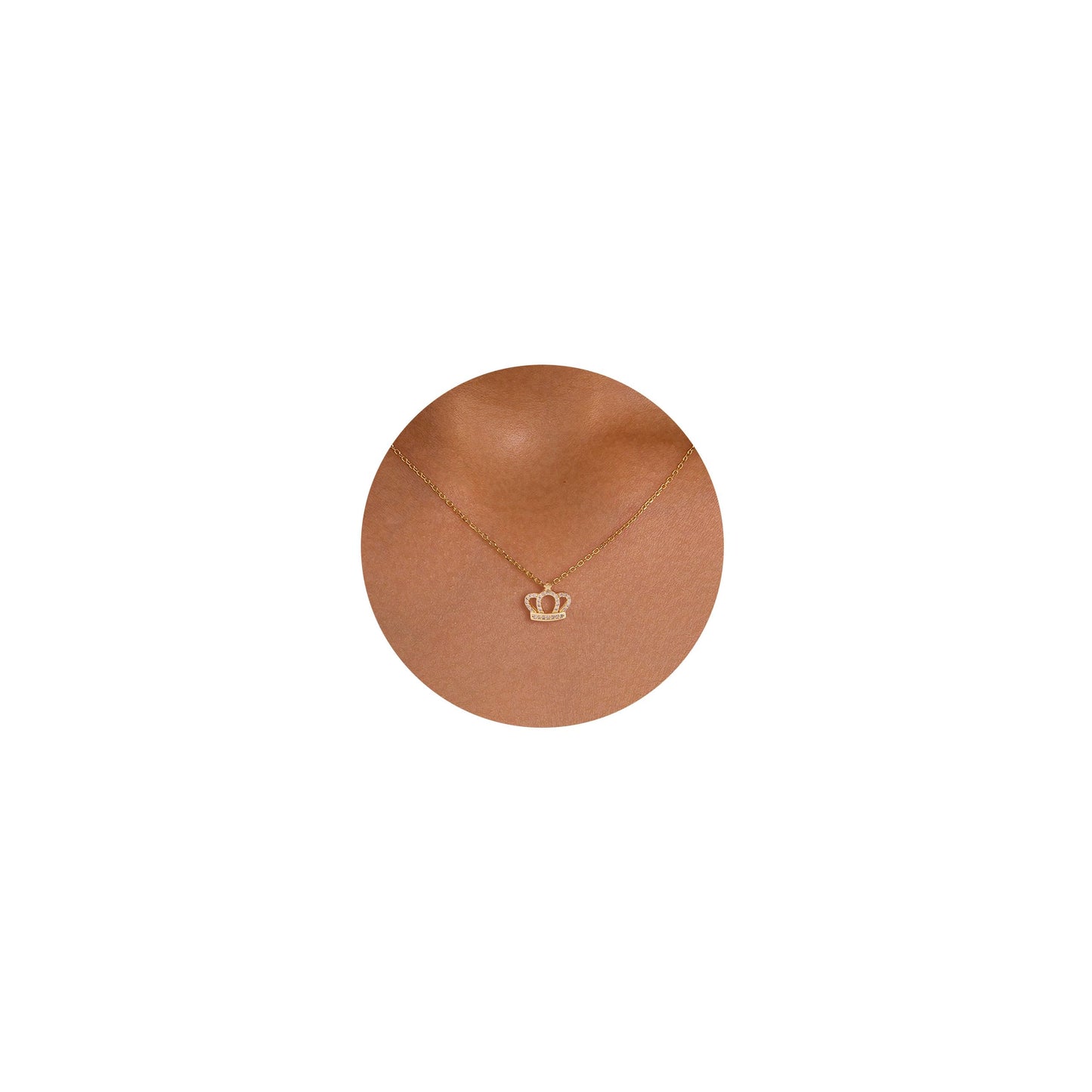 GUOKE Dainty Gold Necklace - Crown Necklace 14K Gold Plated Necklace Diamond Pendant Necklace for Women Gold Jewelry
