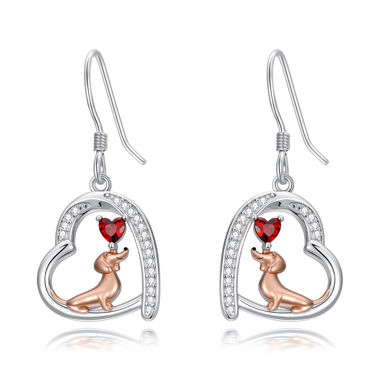 PROESS Dachshund Earrings for Women 925 Sterling Silver Dangle Drop Dog Earrings Cute Dachshund Jewelry Gifts for Christmas Birthday