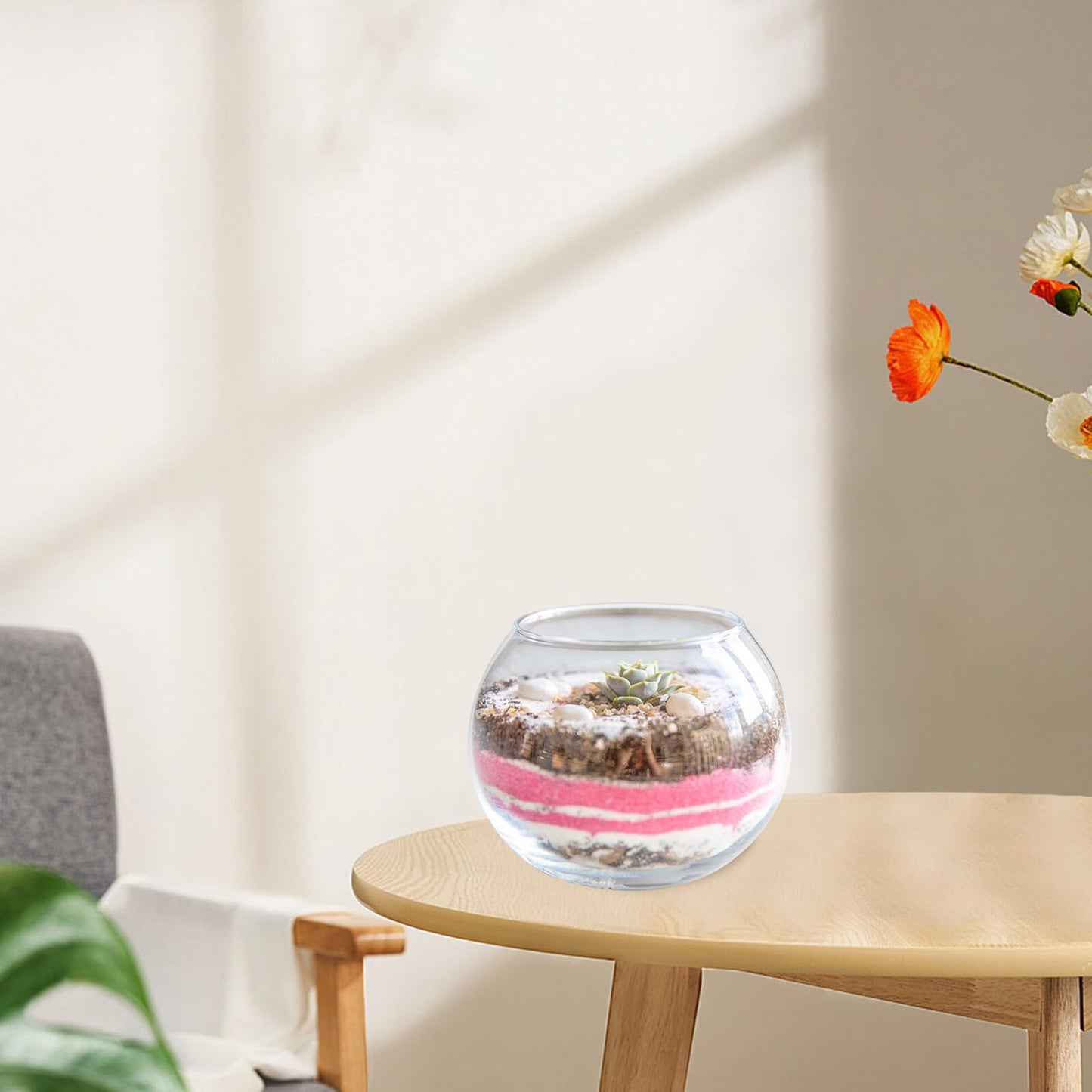 Gadpiparty Hydroponic Glass Vase 15cm Round Bubble Fish Bowl Terrarium Planter Glass Container for Succulent Plants Home Office Decor