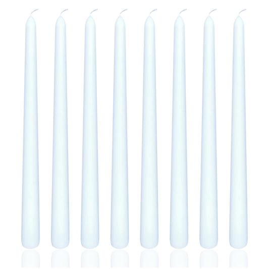 8 Pack 10 Inch Soft Baby Blue Taper Candles Long Burning Time and Dripless Candles for Dinner Home Decor Wedding Shower