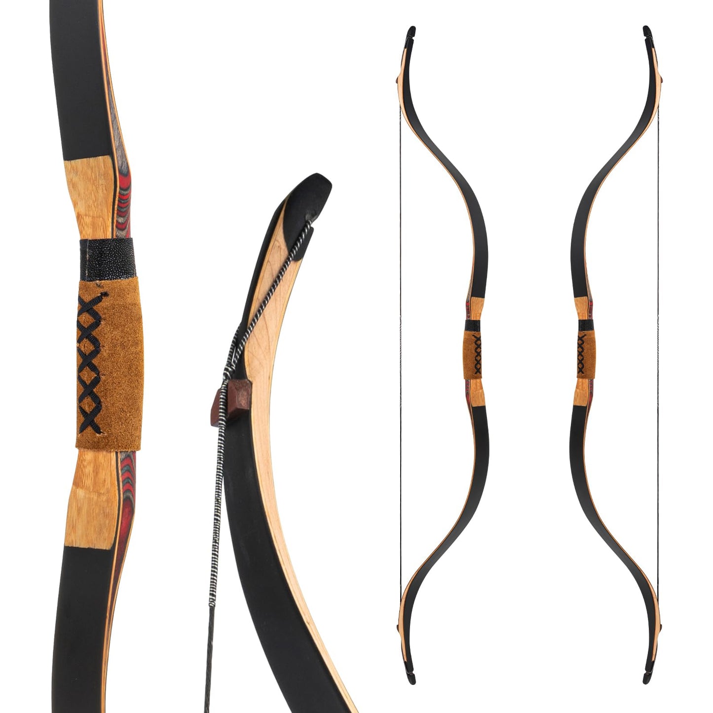 Deerseeker Archery 52" Recurve Bow Traditional Handmade Longbow Ambidextrous Horsebow Set for Adults & Youth Practice Target Shooting (Horsebow Pro 50lbs)