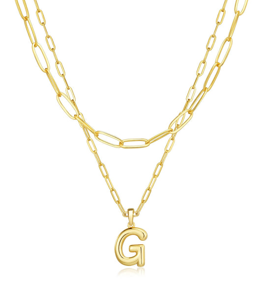 adoyi Gold Heart Initial Necklaces for Women Hers Dainty 14K Gold Plated Heart Layered Letter G Pendant Necklace Stack Jewelry Birthday Valentines Gifts for Women Mom and Wife