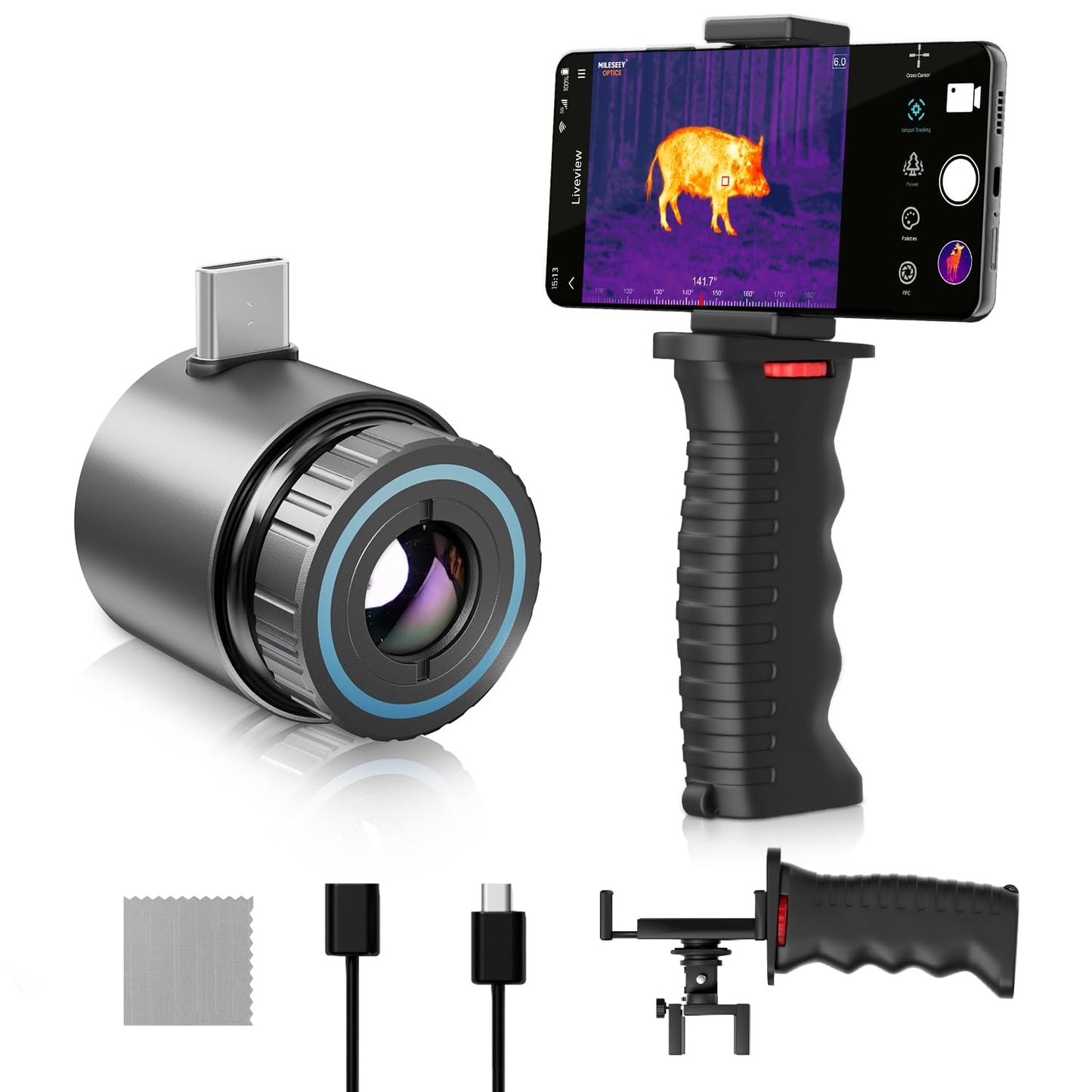 Thermal Monocular for Android, MILESEEY TNV30i Night Vision Thermal Scope, 512×384 Super Resolution 50Hz Thermal Imaging Camera, 1600-Yard Range Thermal Goggles, Building Detection, 10-15mm Lens