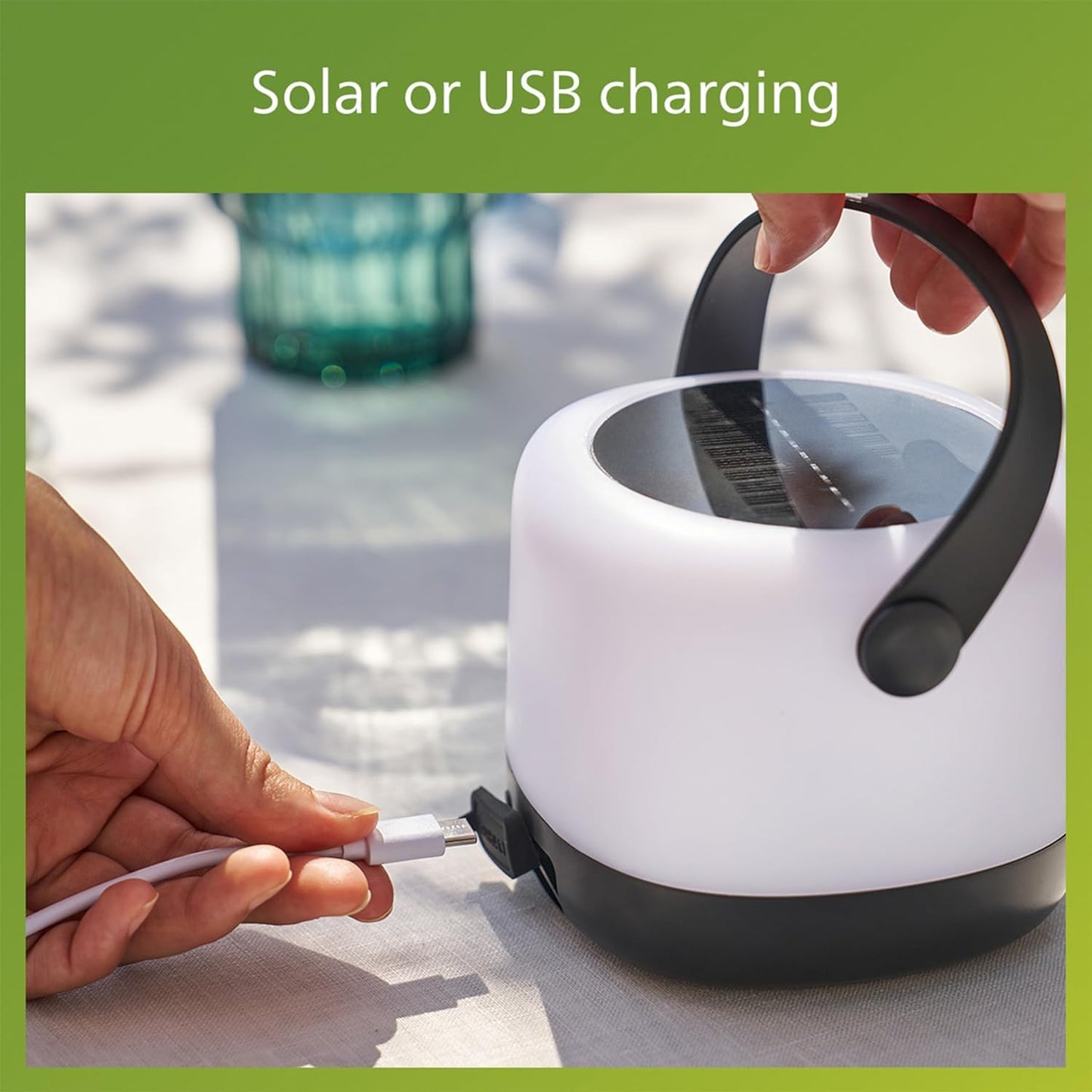 PHILIPS LED Solar Portable Light, 3-in-1 Light Setting 1-Pack Bright White (3000K), Color Changing Solar Light with 80/20 Lumen, Waterproof and Rechargeable