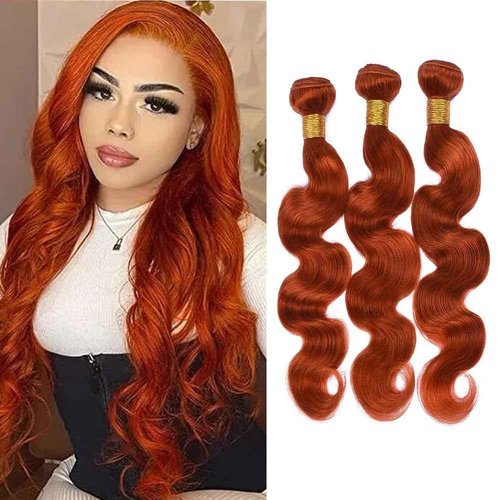 Ailabi Ginger Orange 350 Human Hair Bundles 20 22 24 Inch Body Wave Bundles Human Hair 12A Unprocessed Virgin Hair Weave for Black Women