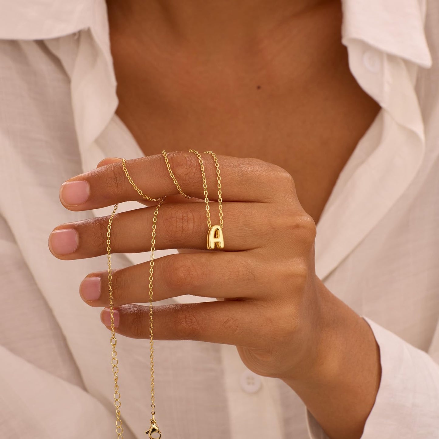 CUEZIY 14K Gold Plated Bubble Letter Necklace Initial Necklaces for Women Dainty Personalized Charm Pendant Name Necklace Cute Non Tarnish Fashion Accessories Teen Gift Trendy Stuff Jewelry Gifts
