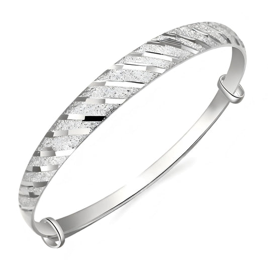 925 Sterling Silver Plated Cuff Bangle Bracelets for Women Fashionable Glitter Star Bangle Bracelet Open Adjustable Wide Cuff Bracelet for Teen Girls Fashion Jewelry (silver H) Gifts for Lovers